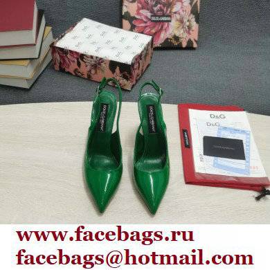 Dolce  &  Gabbana Heel 10.5cm Slingbacks Patent Green with DG Heel 2022